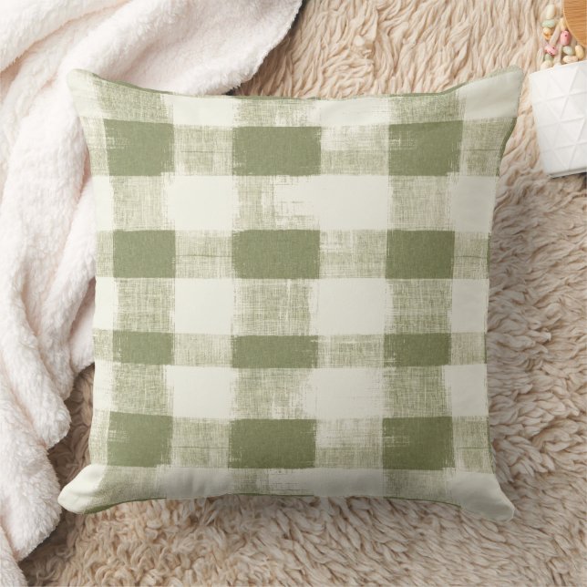  Boheemse Waterverf Plaid in Moss Green Kussen (Deken)