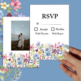 Boheemse Waterverf Tuinbloemen Foto RSVP-kaart Kaart