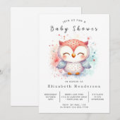 Boheemse Waterverf Uil Baby shower Kaart (Voorkant / Achterkant)