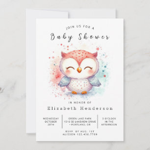Boheemse Waterverf Uil Baby shower Kaart