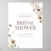 Boheemse Waterverf Wildflower Bridal Welkomstbord Poster (Voorkant)