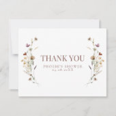 Boheemse Waterverf Wildflower Bruidsdouche Plat Mo Bedankkaart (Voorkant)