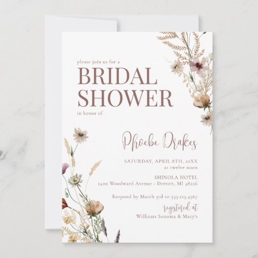 Boheemse Waterverf Wildflower Vrijgezellenfeest Kaart (Voorkant)