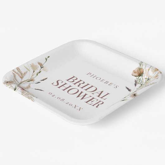 Boheemse Waterverf Wildflower Vrijgezellenfeest Papieren Bordje (Gebogen)