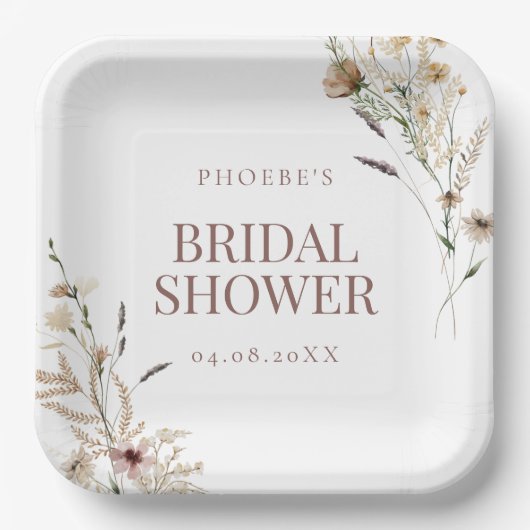 Boheemse Waterverf Wildflower Vrijgezellenfeest Papieren Bordje (Voorkant)