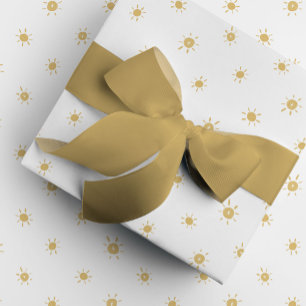 Boheemse Waterverf Zonnen in Geel Cadeaupapier