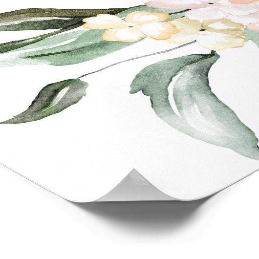 Boheemse weelderige roze bloemrijke begroeiing bru poster (Hoek)