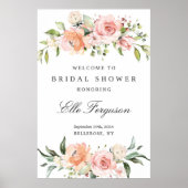 Boheemse weelderige roze bloemrijke begroeiing bru poster (Voorkant)