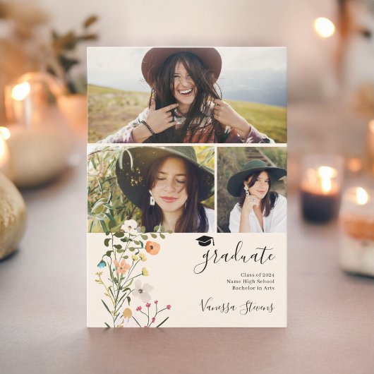 Boheemse weide wilde bloemen lente afstuderen aankondiging