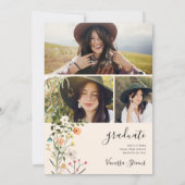 Boheemse weide wilde bloemen lente afstuderen bedankkaart (Achterkant)