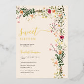 Boheemse weide wilde bloemen lente zoet 16 folie uitnodiging (Voorkant)