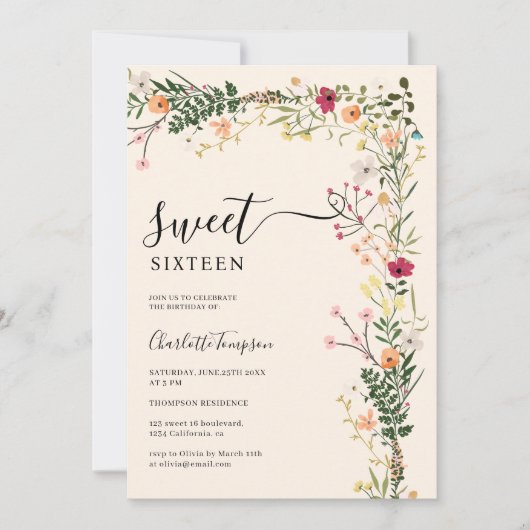 Boheemse weide wilde bloemen lente zoet 16 kaart (Voorkant)