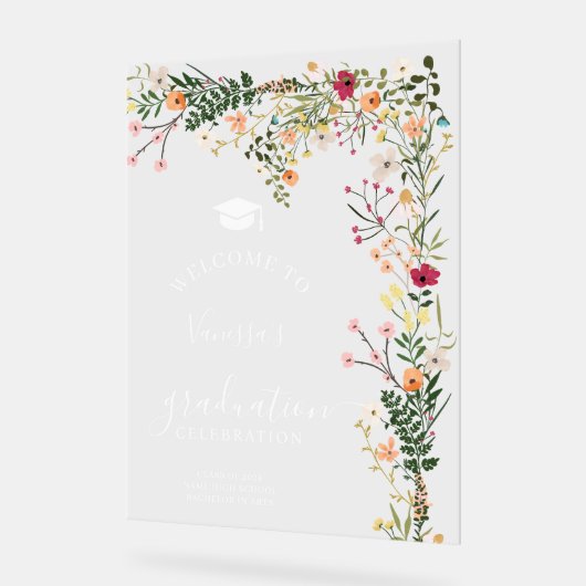 Boheemse weide wilde bloemen welkom afstuderen acryl bord (Hoek)