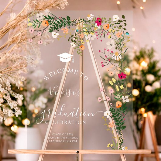 Boheemse weide wilde bloemen welkom afstuderen acryl bord