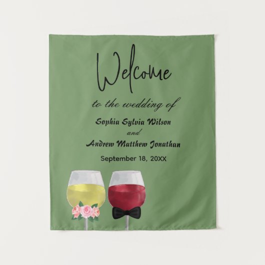  Boheemse Welkomstfeest Paar Wijnbruiloft Wandkleed (Voorkant)