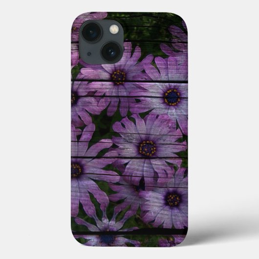Boheemse Westerne Country Barn Board paarse daisy Case-Mate iPhone Case (Achterkant)
