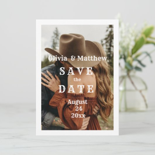 Boheemse Westerse Bruiloft Save The Date (Staand voorkant)