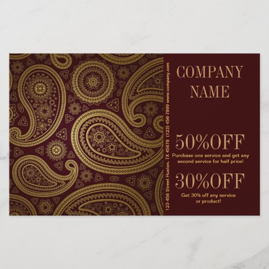 Boheemse westerse landelijke gouden burgundy paisl flyer (Voorkant)