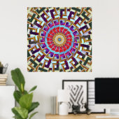 Boheemse Wheel of Fortune Fractal Mandala Art Poster (Thuiskantoor)