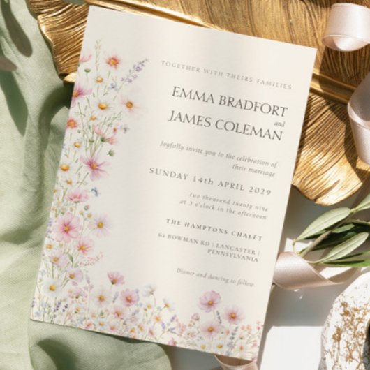 Boheemse Whimsical Wilde Bloemen Bruiloft Kaart