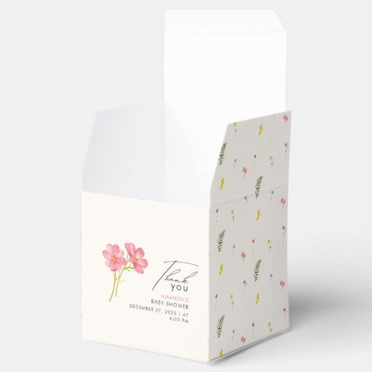 Boheemse wilde bloemen Baby shower Bedankdoosjes (Geopend)