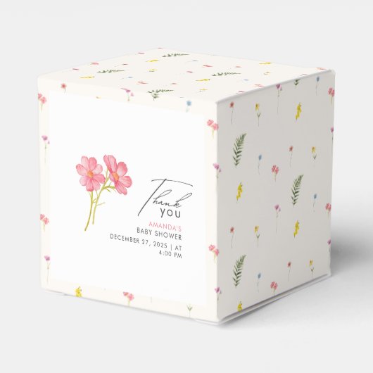 Boheemse wilde bloemen Baby shower Bedankdoosjes (Achterkant)