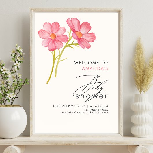 Boheemse wilde bloemen Baby shower Poster