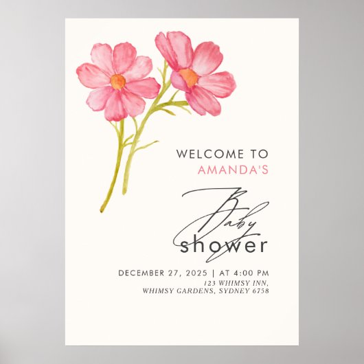 Boheemse wilde bloemen Baby shower Poster (Voorkant)