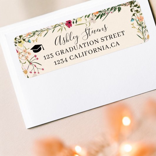 Boheemse wilde bloemen boho spring afstuderen etiket