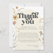 Boheemse Wilde Bloemen Bruidsdiner Bruiloftfeestje Bedankkaart (Voorkant)