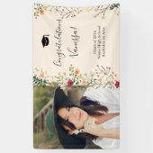 Boheemse wilde bloemen gefeliciteerd afstuderen spandoek (Verticaal)