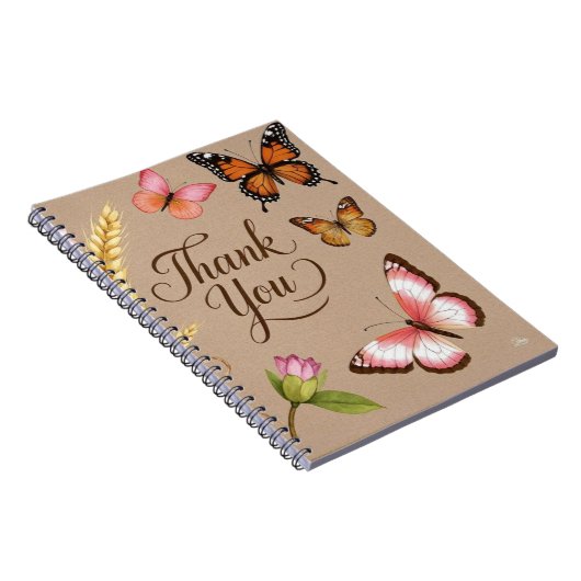 Boheemse wilde bloemen, vlinders, tarwestengels notitieboek (Rechterzijde)