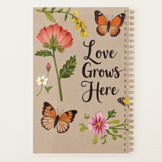 Boheemse wilde bloemen, vlinders, tarwestengels planner (Achterkant)