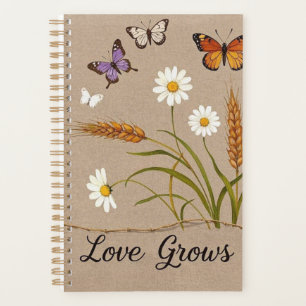 Boheemse wilde bloemen, vlinders, tarwestengels planner