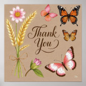 Boheemse wilde bloemen, vlinders, tarwestengels poster (Voorkant)