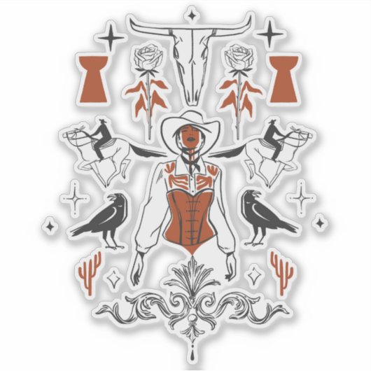 Boheemse wilde westen hedendaagse kunst. sticker (Voorkant)