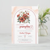 Boheemse witte pompoen rode bordeaux herfst bloeme kaart (Staand voorkant)