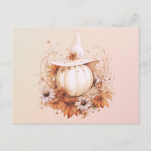 Boheemse witte pompoenen heksen Pet Halloween Feestdagenkaart (Voorkant)