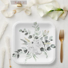 Boheemse witte roos Eucalyptus welkomstbord papier Papieren Bordje