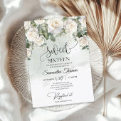 Boheemse witte rozen en eucalyptus groen goud kaart