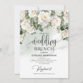Boheemse witte rozen eucalyptus bruiloft brunch kaart (Voorkant)