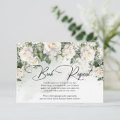 Boheemse witte rozen eucalyptus groen en goud informatiekaartje (Staand voorkant)