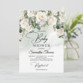 Boheemse witte rozen eucalyptus groen en goud kaart (Staand voorkant)