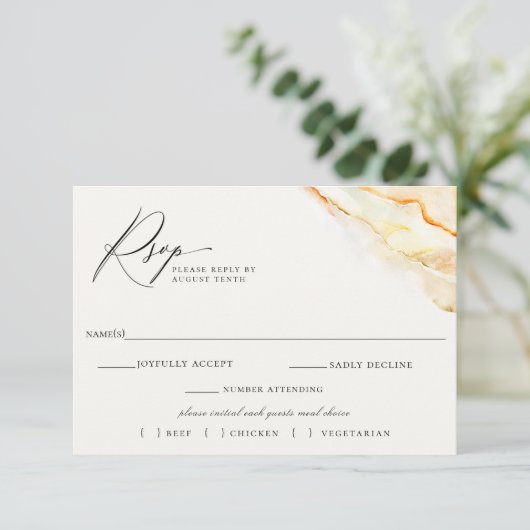 Boheemse woestijn bruiloft RSVP Maaltijd keuze (Staand voorkant)