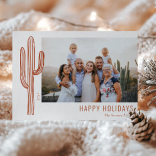 Boheemse Woestijn Cactus Familie Foto Vakantiekaar Feestdagenkaart