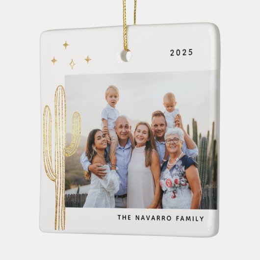 Boheemse Woestijn Cactus Foto Keramische Kerstbal Keramisch Ornament (Links)