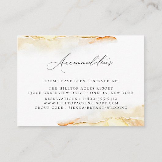 Boheemse woestijn Waterverf bruiloft accommodaties Informatiekaartje (Voorkant)