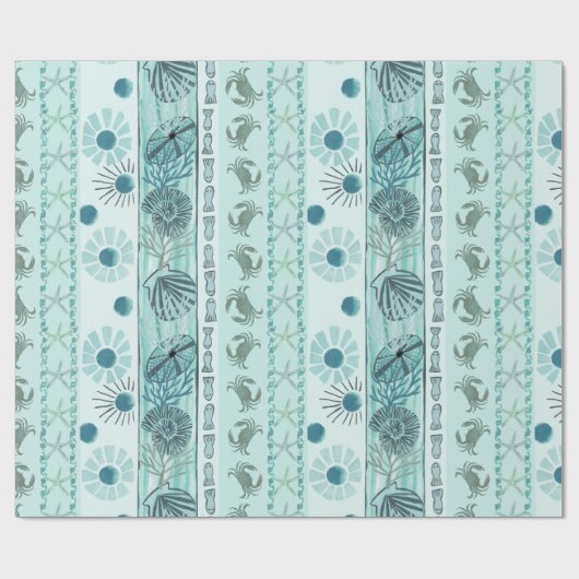 Boheemse zeeschelpen aan de kust cadeaupapier (Vlak)