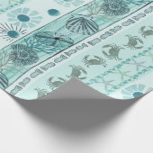 Boheemse zeeschelpen aan de kust cadeaupapier (Hoek)