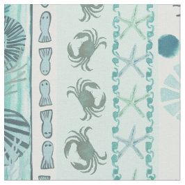 Boheemse zeesterren, schelpen en krabben stof